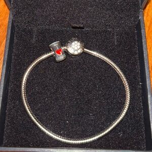 Sterling Silver Charm Bracelet with Red Accent